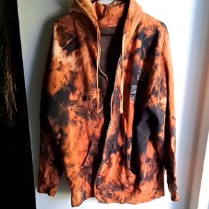 Tie-Dye Orange and Black Hoodie